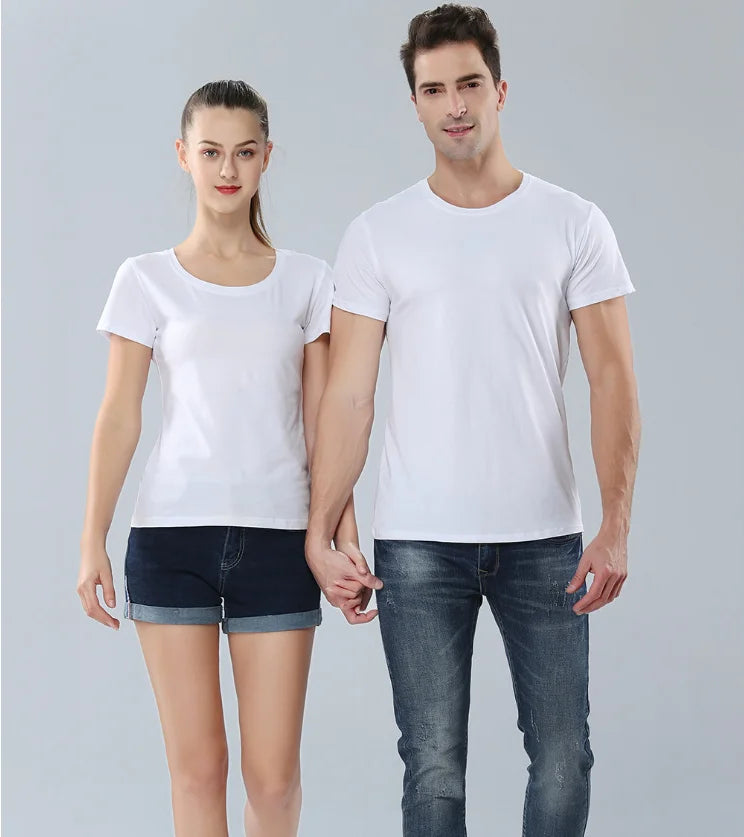 100%cotton Sublimation Blank T-shirts White Custom logo Crop Tops Plain Heat Transfer Trinting  T-shirts  for Women Men Children
