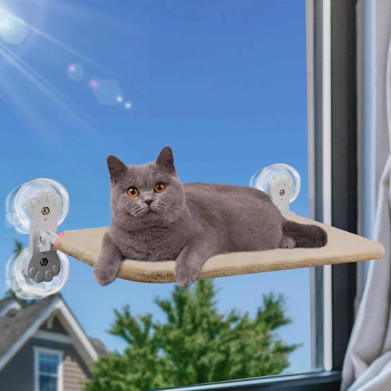 Cat Window Hammock Foldable Cordless Suitable for Both Use Robust Metal Frame Cat Beds for Indoor Cat Hammock