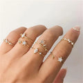 Wholesale Fashion Gold Tiny Zircon Star Retro Ring Set Natural Crystal Rings Set for Women