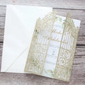 Glittery Gold Gate Laser Cut Invitation Card Engagement Bridal Shower Quinceanera Wedding Invitations Card Luxury