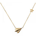Dainty Cute 18K Gold Plated Stainless Steel Paper Plane Star Pendant Necklaces for Women New Arrival