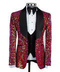 Sparkly Sequined Men Tuxedos Set Slim Fit 3 Pieces Single Breasted Shawl Lapel Outfits Wedding Tuxedos Black Pants