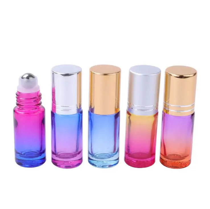 5ml Ombr Color Glass Roll on Bottle Perfume Bottle doterra Essential Oil Bottle With Steel Roller and Gold Cap