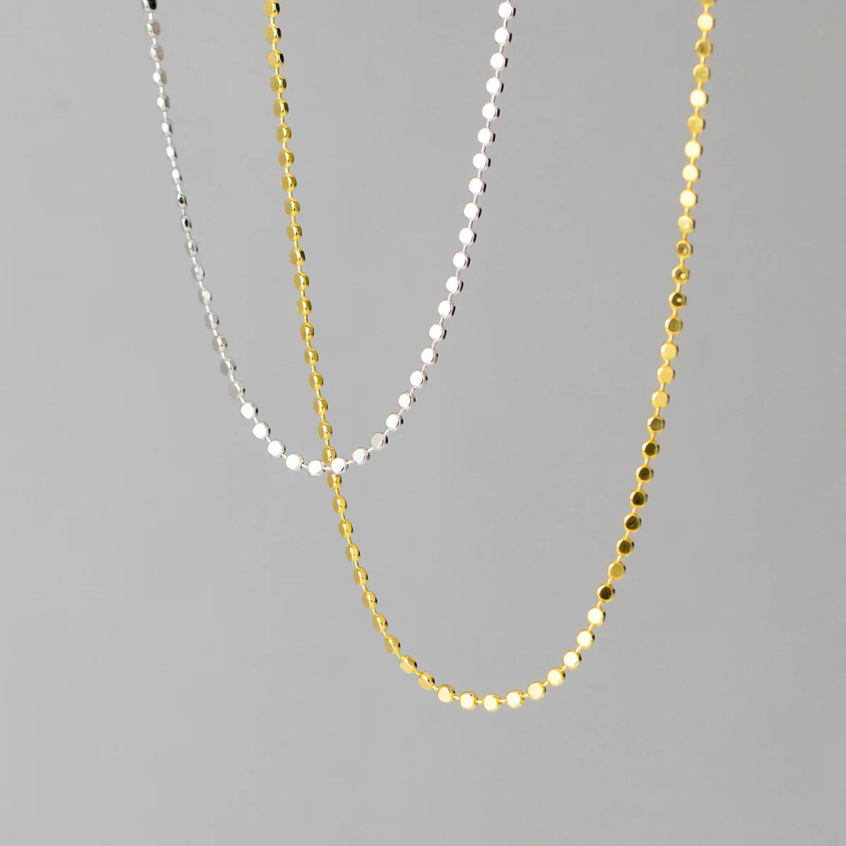 Fashion Jewelry 925 Sterling Silver Geometric Plain Round Disc Gold Plated Choker Necklaces Naked Chain for Women