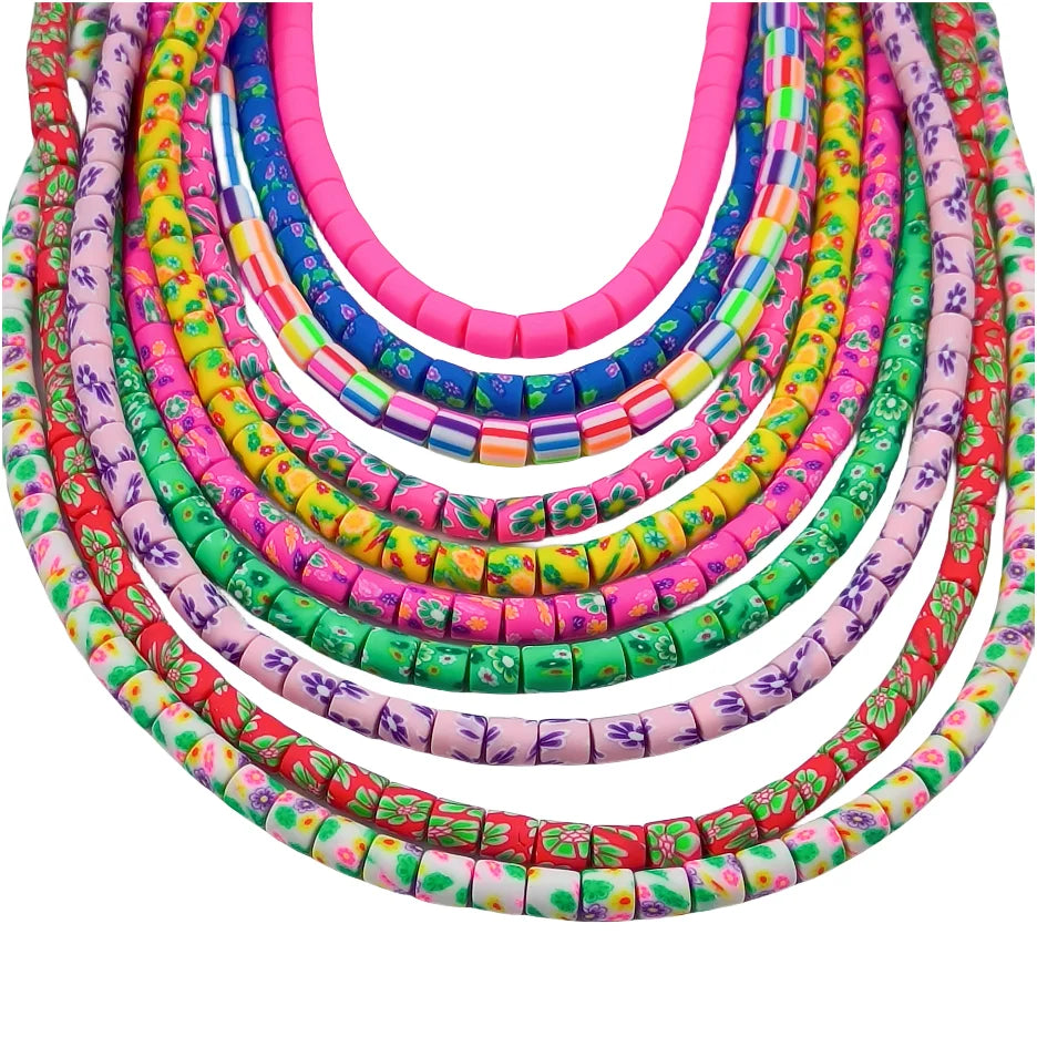 Hot Selling 6mm Colored Barrel Shaped Polymer Clay Circular Soft Clay Beads Cylindrical Spacer Beads DIY Jewelry
