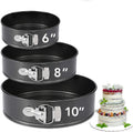 Set 3 Non-Stick Carbon Steel Springform Cake Pans 6" 8" 10" Leakproof PFOA/BPA/PTFE Free Eco-Friendly Dishwasher Safe Home MegaBDM
