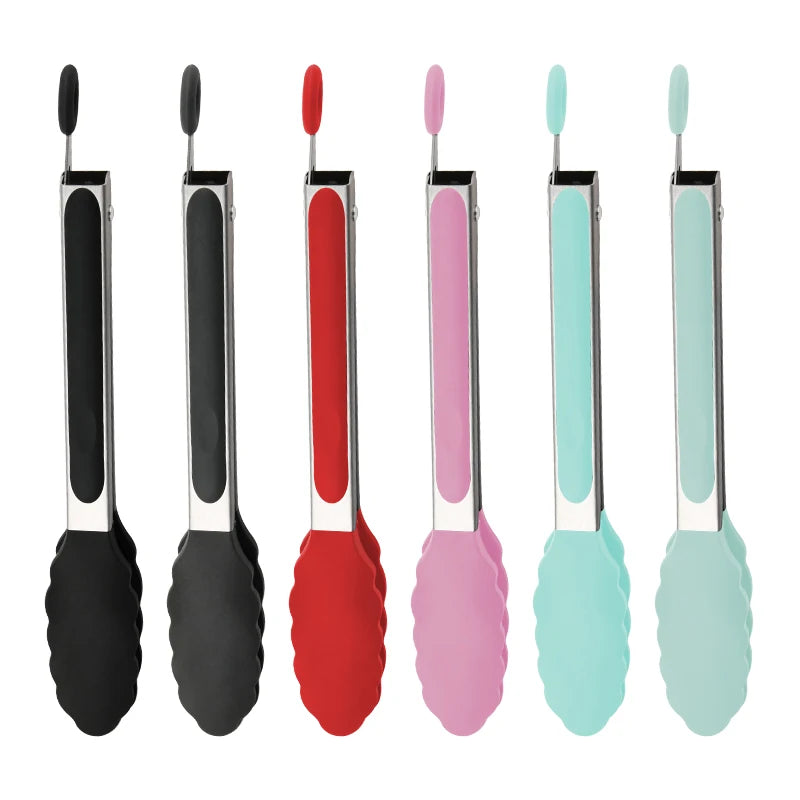 Kitchen Tongs with Silicone Tips Cooking Tongs Stainless Steel Hot Sales Food Tong 3 Pcs Set - 7 9  12 Inch PP Bag Utensils