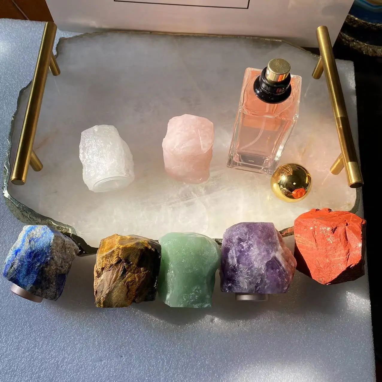 Natural Original Stone Powder Crystal Bottle Caps Jade Stone Marble Perfume Cap Crystal Stone Perfume Cap