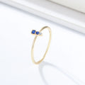 Classic Trend Jewelry Zircon Sterling 925 Silver Ring With Blue Stone 14K Gold Plated Band Rings