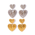 Personality Jewelry Stainless Steel 18K Double Hammered Heart Tassel Earrings Gift for Women Gold Plated Stainless Steel Jewelry