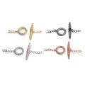 Gold Plated CZ Pave Set Toggle OT  Clasp