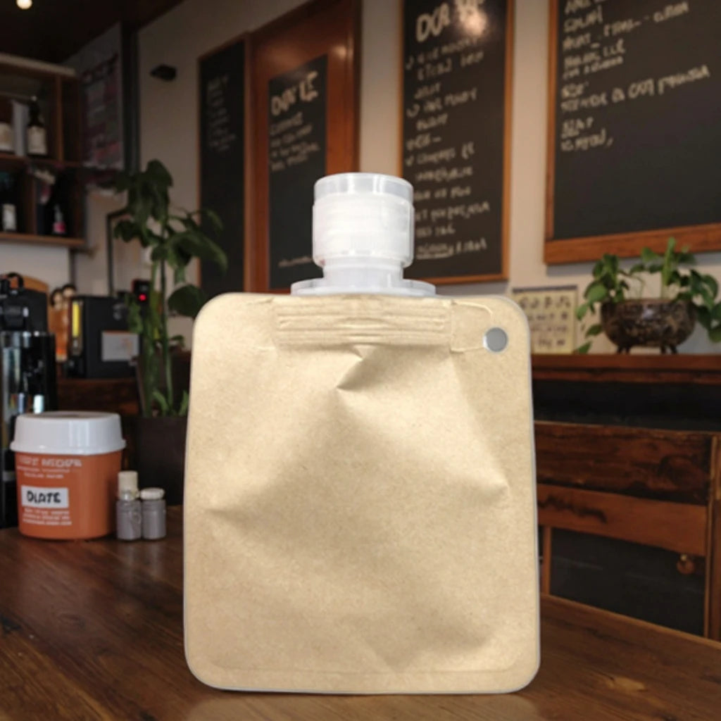 AT PACK Coffee Spout Pouch 20ml 50ml Custom Kraft Paper Spout Pouches Reusable Liquid Drink Pouch With Spout for Water Juice