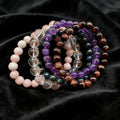 Gemstone Bracelet Amethyst Azurite Clear Quartz Pink Opal Red Tiger's Eye Healing Bracelets for Men and Women 8mm