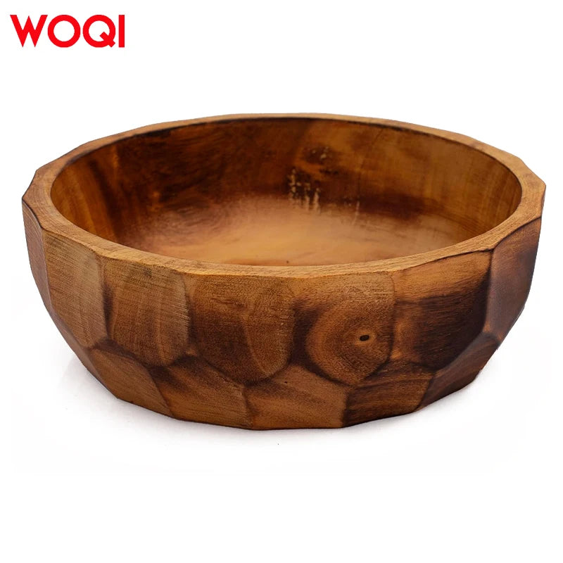WOQI Top Selling Acacia Wood Salad Bowl Platter Customized Size Handmade Fruit Bowl