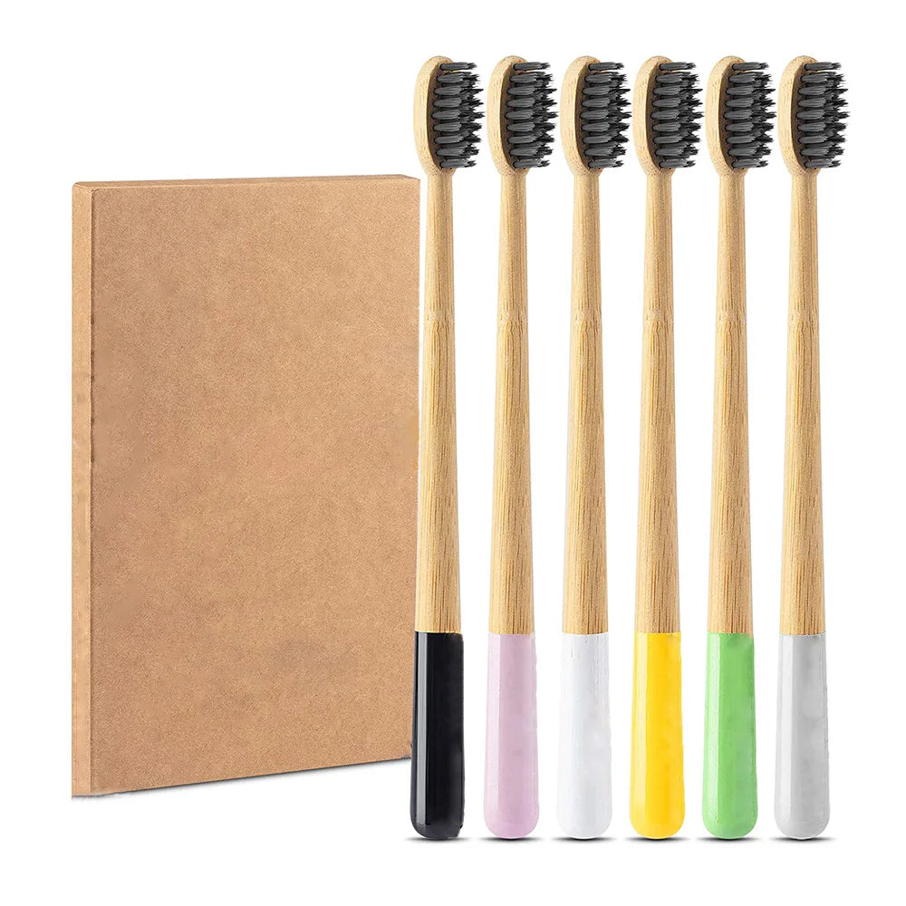 Natural Charcoal Biodegradable Bamboo Toothbrush BPA Free Medium Sustainable for Home Travel-Friendly Wooden Toothbrushes