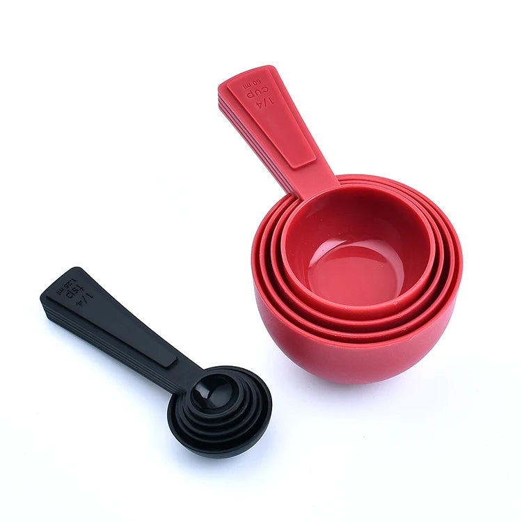 Plastic Measuring Cups and Spoons Set Baking Tools Bread Cake Kitchen Utensil Hang Hole and Nesting for Easy Storage