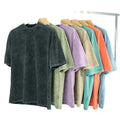 Oversized Acid Wash T-Shirt Low Price Men Vintage Street Black Hip Hop 300 Grams Short Sleeve 100% Cotton Blank