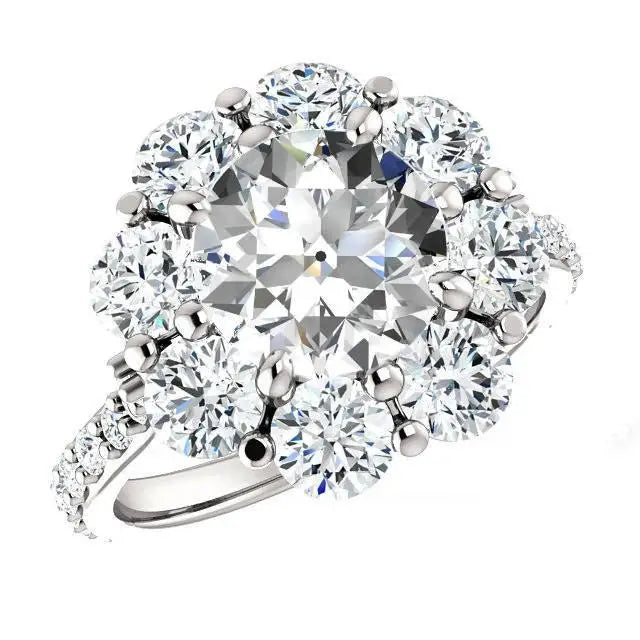 Customized 5CT Big Moissanite Diamond Ring for Women 925 Sterling Silver Flowers Engagement Ring Jewelry