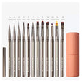 OEM/ODM 12-Piece 3D Manicure Nail Brush Set Silver Metal & Nylon Liner for Nail Polish Salon for Acrylic Nail Art