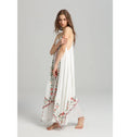 Wholesale New European and American Style Embroidered Cotton-silk Halter-neck Dress with Irregular Hemline at the Bottom