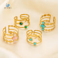 SUMMLY Trend Wholesale High Quality Light Luxury Star and Moon Shape 18K Gold Plated Stainless Steel Ring Fashion Jewelry