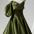Jancember LDC6569 Novelty One Shoulder Sweetheart Satin Green Ball Gown As Floor Backless Wedding Dress