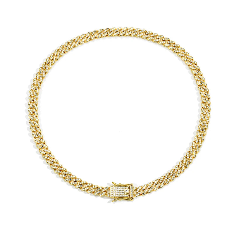 Men Hip Hop Full Diamond Chain Necklace Miami Cuban Link Chains Iced Out Bling Necklace Rapper Singer Necklace