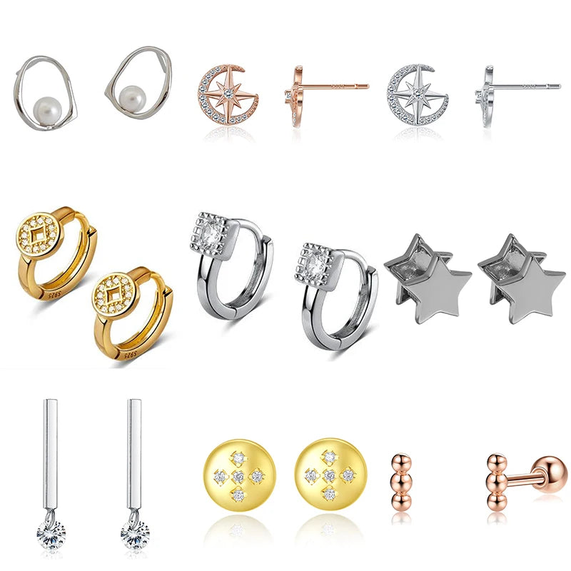 925 Sterling Silver Earrings Gemstone Gold Simple Stud Earrings Fine Jewelry for Women Jewelry Gold Plated Stud