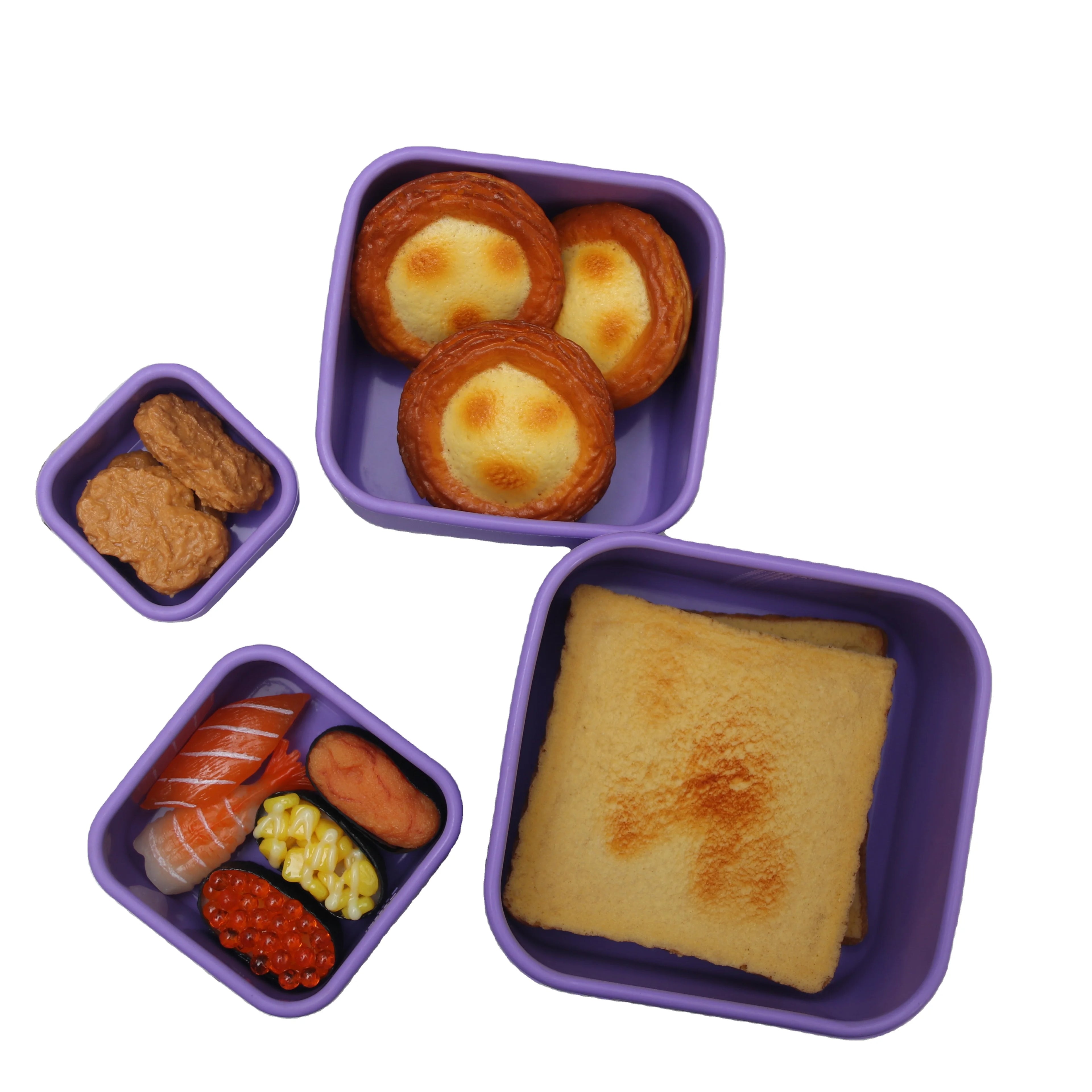 Multifunctional Silicone Stacking Box with Lid 250ml Food Container Microwavable Flexible for Kids Back School