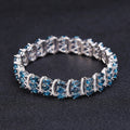 Y304B Abiding Fine Jewelry Natural London Blue Topaz 925 Silver Tennis Bracelet Blue Topaz Tennis Bangle for Ladies