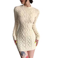 UG New Design Temperament Beautiful Back Knitted Long-sleeved Dress Women Custom Sweater Dress