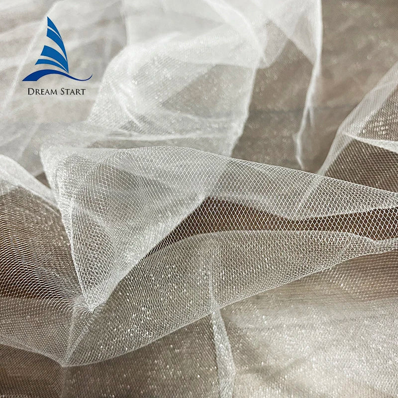 Wholesale Cheap 120\" White Tulle Fabric Lightweight Diamond Wedding Tulle for Bridal & Kids Shining Light Knitted Technique