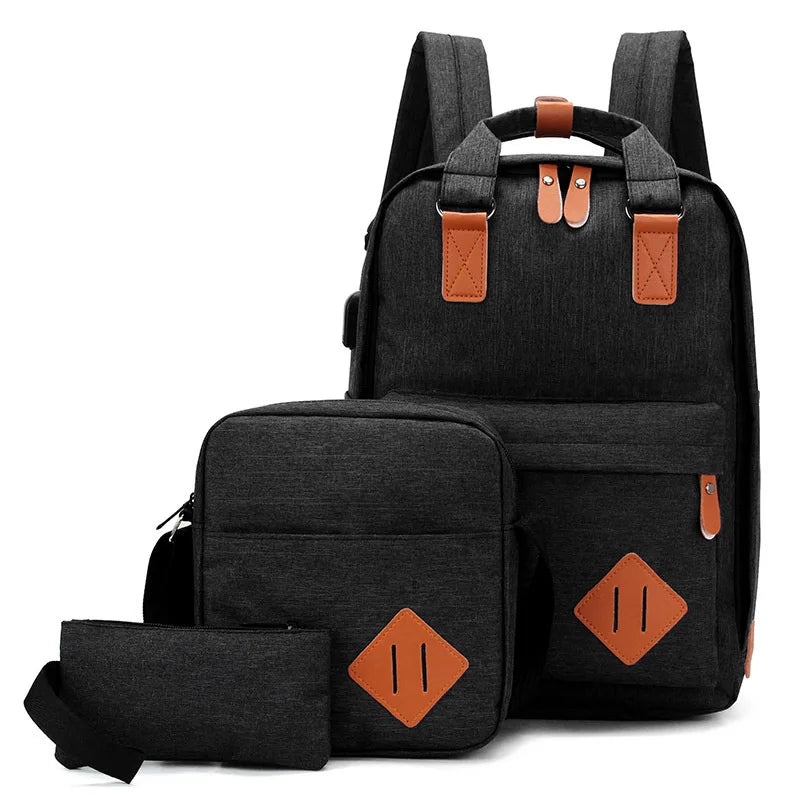 2026 Black 3pcs Boys Good Customized Set School Bags Bag Plain Sets Style Student