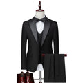 Men's Black 3-Piece Suit Single Breasted Business Style With V-Neck Collar Button Fly Pant Closure Bridegroom Office Party 8731