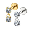 Right Grand ASTM F136 Titanium 16G Double CZ Floating Dangle Tragus Helix Cartilage Stud Internally Threaded Charm Drop Earring