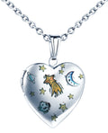 Moon and Planet Pendant Photo Stainless Steel Gold Plated Necklace Trendy Women's Fashion Jewelry Heart Gift