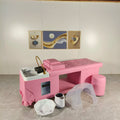 Kisen Hot Sale Pink PU Leather Hair Washing Massage Chair Lay Down Table Shampoo Bed for Hair Beauty Salon Thai Style