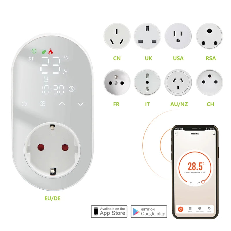 Beca BHT-12-LED Plug-In Thermostat Nest HVAC Smart Wifi Programmable HVAC Termostato Plug in Thermostat for Floor Underfloor