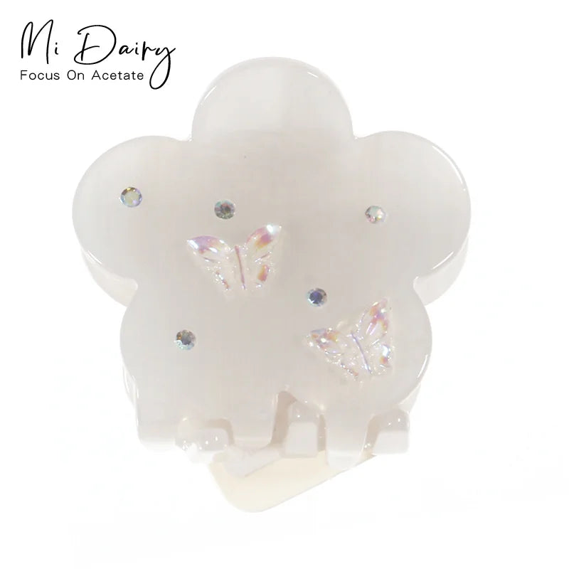 Aiji New Fashion Transparent Color Medium Butterfly Hair Clip Clamp Sweet Acetate Small Hair Claw for Women Girls 222598