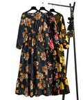 Fashion Floral Printed Full Sleeve O Neck Casual Dress Women Party Long Dresses Maxi Chiffon Robe for Lady GB0026