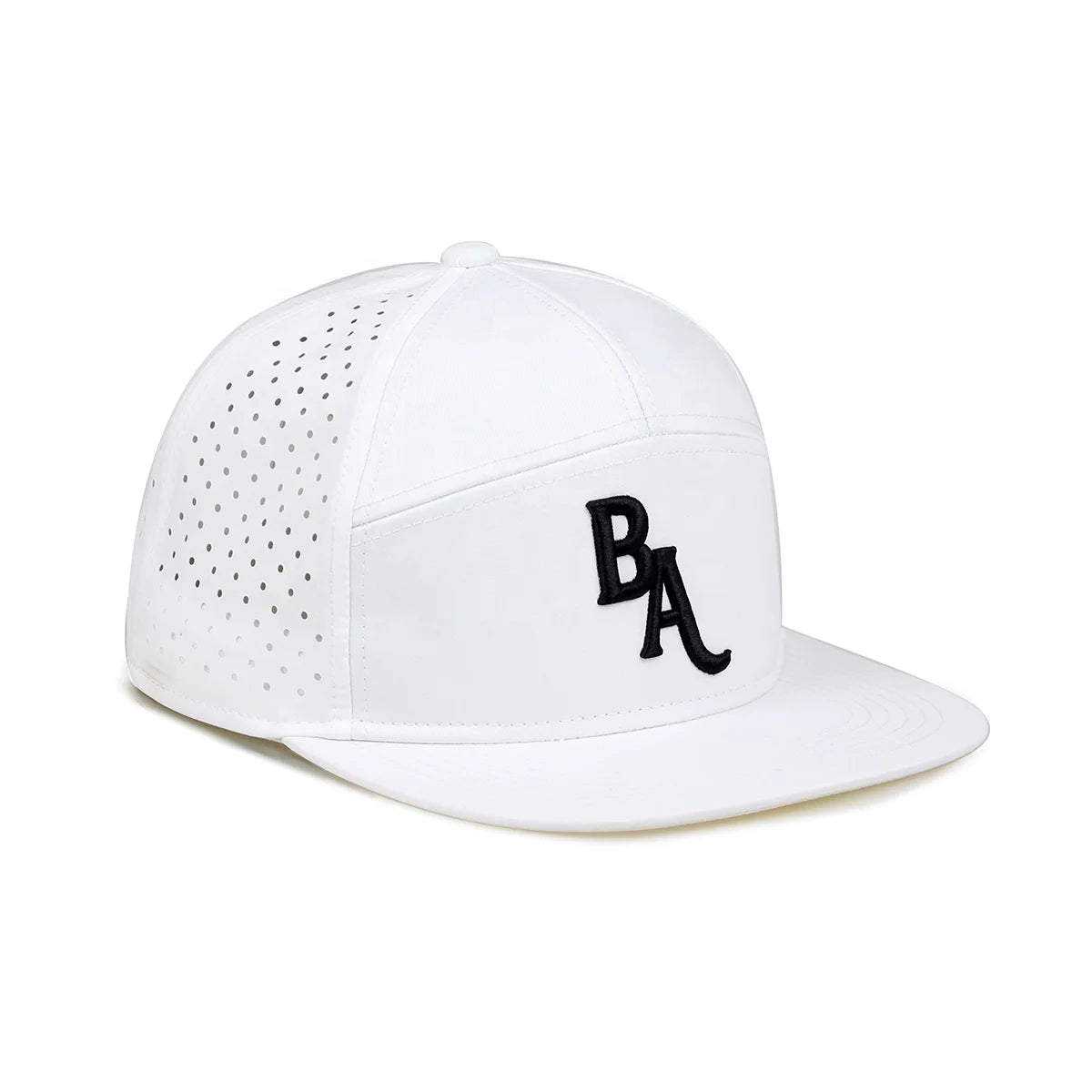 Custom Quick Dry Luxury 7-Panel Tropical Leaf Character Waterproof Polyester Velvet Plush Golf Cap Laser Cut Holes Outdoor