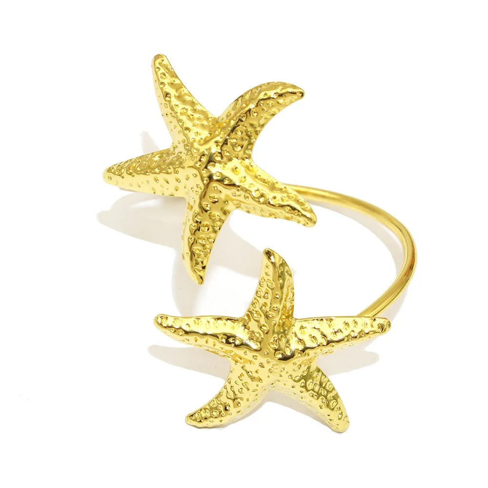 Hot Sale Open Starfish Napkin Ring Summer Sea Ocean Metal Napkin Ring Holder for Wedding and Party Table Decoration