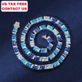 New Design 925 Sterling Silver Vvs Moissanite 6.5mm Blue Baguette Diamond Tennis Chain Necklace Summer Blue Gradient Jewelry
