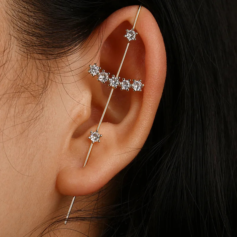 Ear Crawler Ear Cuff Wrap Crawler Hook Zircon Earring for Women Valentine Day Birthday Gift Fashion Earrings