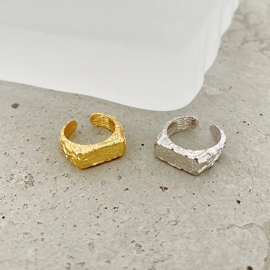 VIANRLA 925 Sterling Silver 18k Gold Plated Fashion Gold Initial Adjustable Rings