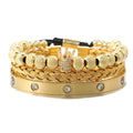 Fashion Luxury Rose Gold Plated Jewelry Set Bracelet Diamond Crown Roman Numeral Macrame Bracelet Jewelry