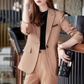 S-4XL Korean Women's Long Sleeved Professional Suit Formal Suit Set Interview Sales Work Suit