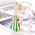 Cute Creative New Animals Frog Prince Crystal Keychain Pendant Zinc Alloy Rhinestone Crown Frog Fashion Bag Decoration Pendant