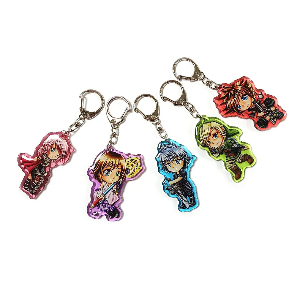 Kuien Hot Sale Custom Printed Acrylic Anime Double Side Epoxy Translucent Plastic Key Chains Colorful Keychain Charms