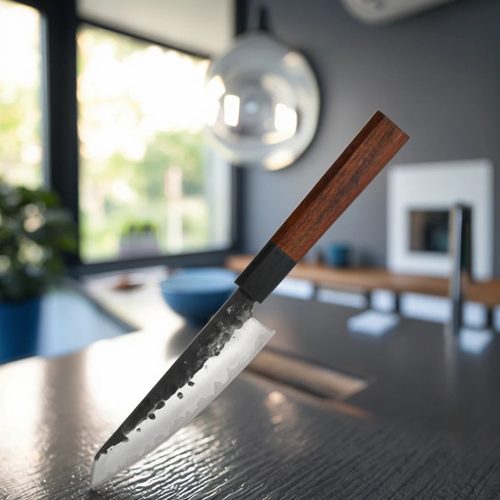 Japanese AUS10 High Carbon Stainless Steel 6-Inch Black Forged Kitchen Utility Knife Chef's Petty Knife for Fruits Metal